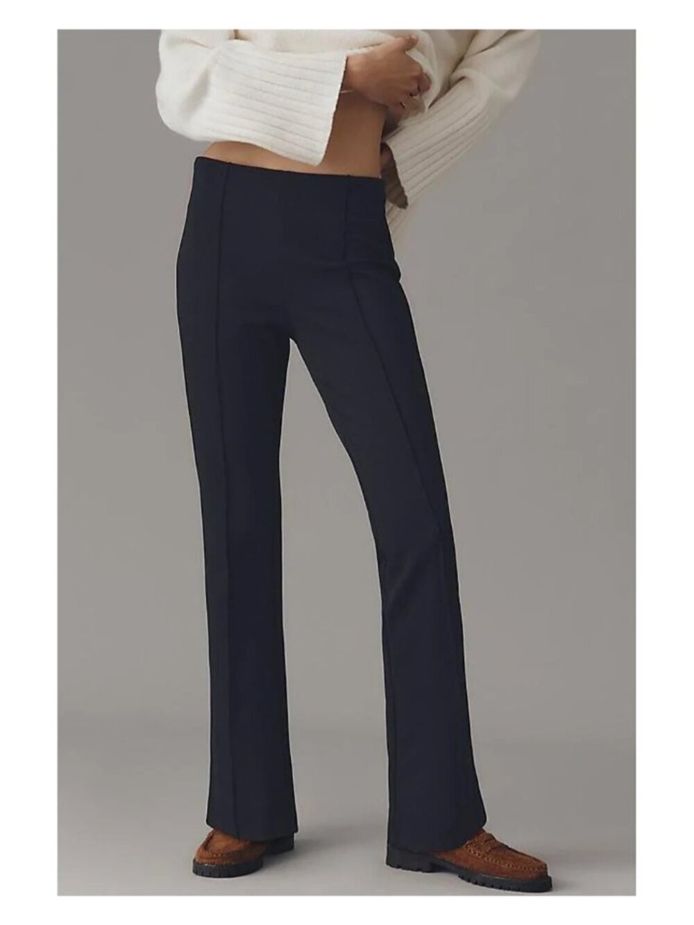 Maeve Poppy Kick-Flare Full-Length Pull-On Pants Black Onyx L